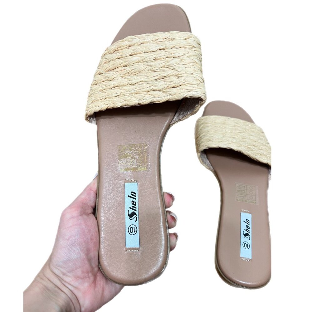 PRE-OWNED - SheIn Tan Slides Size 10 - Picture 3 of 4